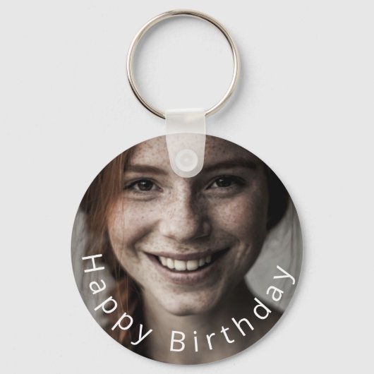 フォトシンプルハッピーバースデーキーチェーン キーホルダー (正面)