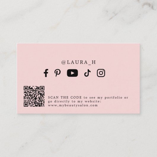 フォトシンプルモダンスフェミニンスクリプトQRコード美しい 名刺 (裏面)