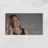 フォトシンプルモダンスフェミニンスクリプトQRコード美しい 名刺 (正面)