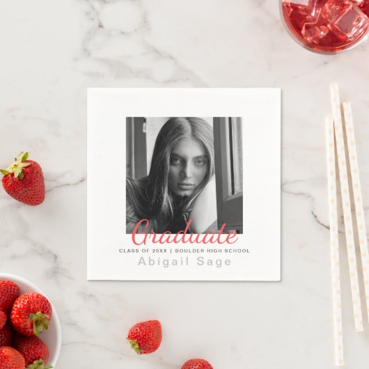 フォトシンプルモダンミニマル卒業 スタンダードカクテルナプキン (インサイチュ)