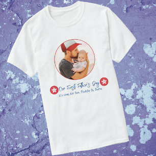 フォトシンプルーキュートモダンダディ・ファースト・ファーザー Tシャツ