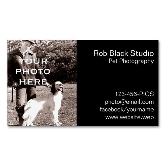 フォトシンプル文字黒と白の追加 マグネット名刺 (正面)