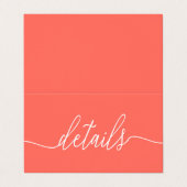 フォトシンプル詳細カード付きサンゴと白のスクリプト 名刺 (外部フラット)