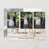 フォトシ素朴ックモダンの結婚感謝 ポストカード (正面/裏面)