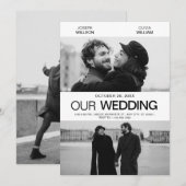 フォトジェニック映画ポスタ結婚ーのミニマモダンリスト 招待状 (正面/裏面)