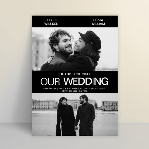 フォトジェニック映画ポスタ結婚ーのミニマモダンリスト 招待状