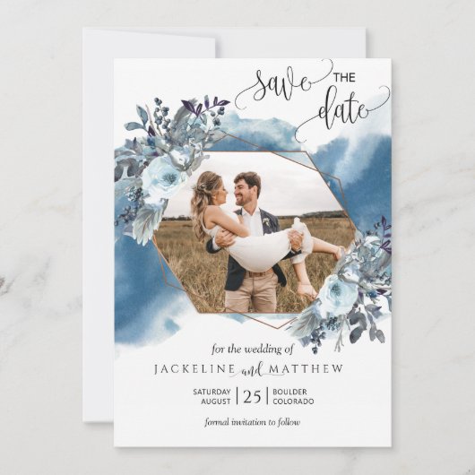 フォトジオメエレガントトリックブルー水色 セーブザデート (正面)