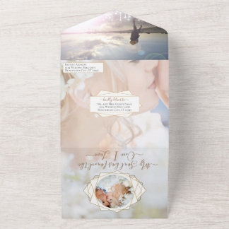 フォトジオメトリック抽象芸術金ゴールドフレームがすべてオン オールインワン招待状