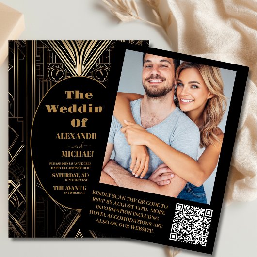 フォトジオメトリック結婚アールデコ 招待状