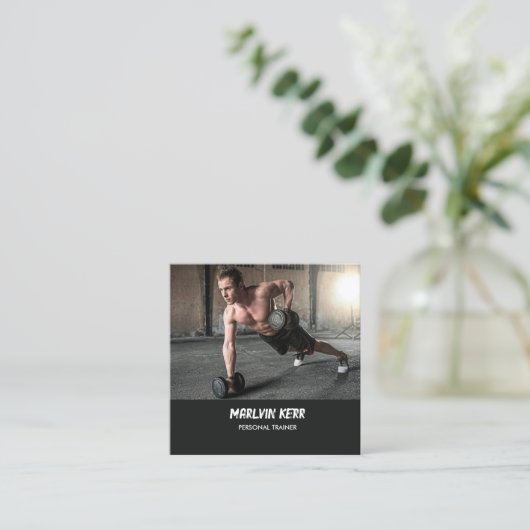 フォトジカスタムムグレー スクエア名刺 (スタンド正面)