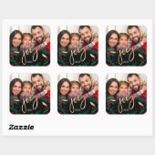 フォトジョイブラックレッドグリーン金ゴールドグリーンクリスマス スクエアシール (シート)