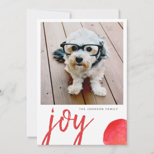 フォトジョイメリークリスマスミニマル赤い水色 シーズンカード (正面)