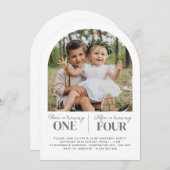 フォトジョイントアーチファースト誕生日招待状 招待状 (正面/裏面)