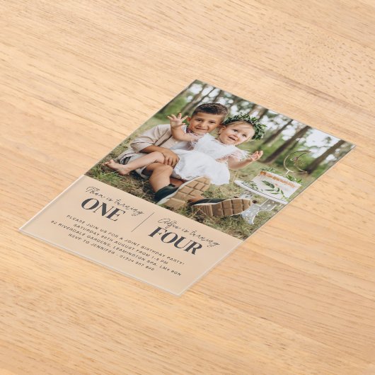 フォトジョイントファースト誕生日招待状 アクリル招待状 (レイダウン)