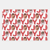 フォトジョイ赤と白誕生日クリスマス ラッピングペーパーシート (正面)