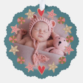 フォトジンジャーブレッドスウィートホリデーウィズグリーンブルー オーナメントカード (裏面)