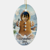 フォトジンジャーブレッドマンの追加Cookieフォトフレームキッズ セラミックオーナメント (右)