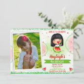 フォトスイカの誕生日の招待メロンで1つ 招待状 (スタンド正面)