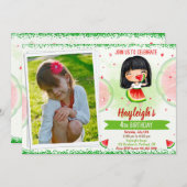 フォトスイカの誕生日の招待メロンで1つ 招待状 (正面/裏面)