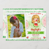 フォトスイカ誕生日の招待ガールスウィート 招待状 (正面/裏面)