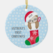 フォトスイートスロッスベビー初めてのクリスマスオーナメント セラミックオーナメント (正面)