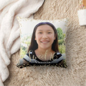 フォトスイート16ブラック金ゴールドグリッターモダン誕生日 クッション (ブランケット)