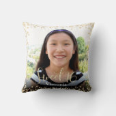 フォトスイート16ブラック金ゴールドグリッターモダン誕生日 クッション (裏面)