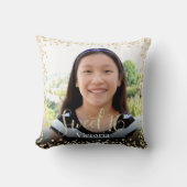 フォトスイート16ブラック金ゴールドグリッターモダン誕生日 クッション (正面)