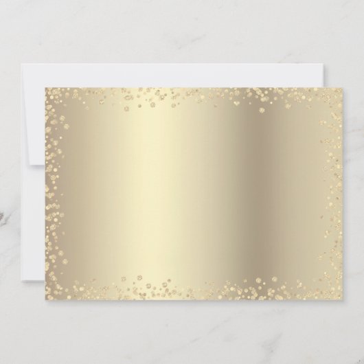 フォトスイート16モダン金ゴールドブラックグリッター誕生日 招待状 (裏面)