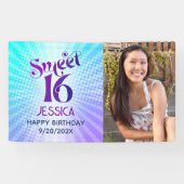 フォトスウィート16グルーヴィーパープルブルーグラデーションレトロ 横断幕 (横)