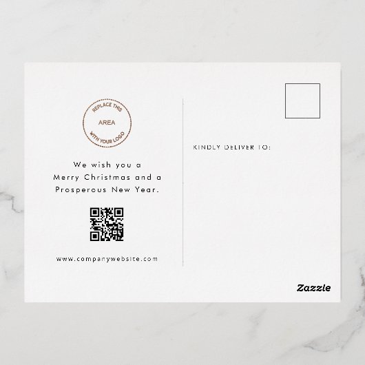 フォトスエレガントクリプトメリークリスマス実在 箔シーズンポストカード (裏面)