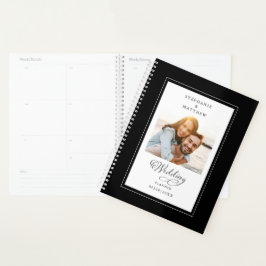 フォトスエレガントクリプトモダンブラック&ホワイト結婚ズ プランナー手帳