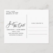 フォトスエレガントクリプト結婚式の日付の保存 案内ポストカード (裏面)