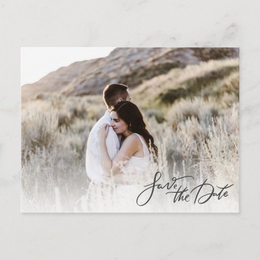 フォトスエレガントクリプト結婚式の日付の保存 案内ポストカード (正面)