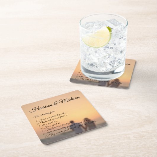 フォトスカスタムクリプトのカップルおもしろいファクト結婚ー スクエアペーパーコースター (インサイチュ)