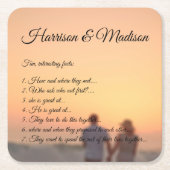 フォトスカスタムクリプトのカップルおもしろいファクト結婚ー スクエアペーパーコースター (正面)