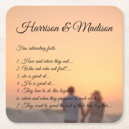 フォトスカスタムクリプトのカップルおもしろいファクト結婚ー スクエアペーパーコースター