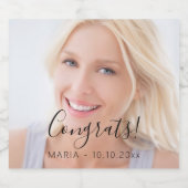 フォトスカスタムクリプト文字おめでとうパーティー スパークリングワインラベル (シングルラベル)