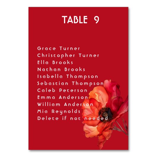 フォトスカーレットペタルエレガンス付き テーブルナンバー (裏面)