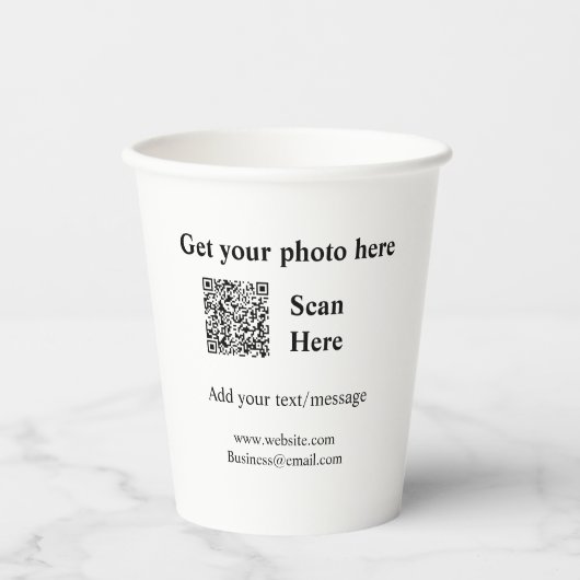 フォトスキャンの取得QR追加Webサイトの電子メールアドレスd 紙コップ (正面)