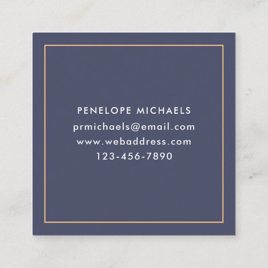 フォトスクエアの名刺を持つ高級ブルーグリッド スクエア名刺 (裏面)