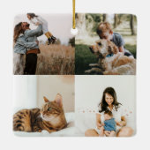 フォトスクエアコラージュミニマルファミリーフォト8 セラミックオーナメント (裏面)
