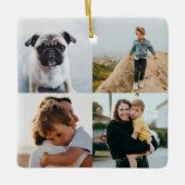 フォトスクエアコラージュミニマルファミリーフォト8 セラミックオーナメント (正面)