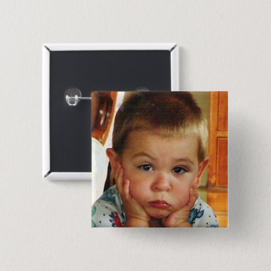 フォトスクエアパーソナライズされたカスタムボタン 缶バッジ (正面&裏面)