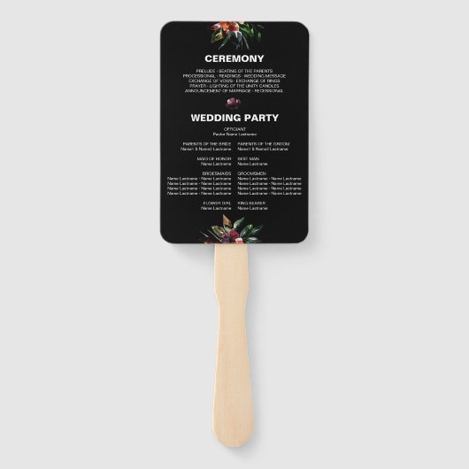 フォトスクエアムーディーズ花模様フレームウェディングパーティー ハンドファン (裏面)