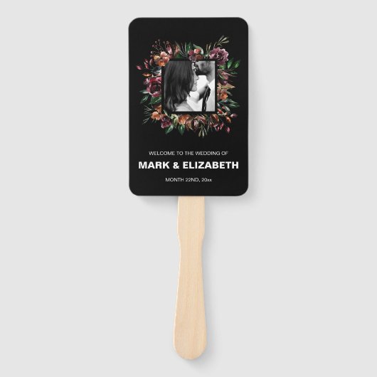 フォトスクエアムーディーズ花模様フレームウェディングパーティー ハンドファン (正面)