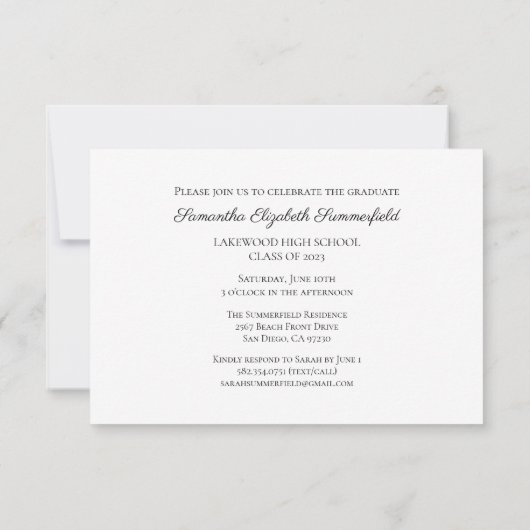 フォトスクエレガントリプトの卒業発表 招待状 (裏面)