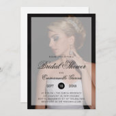 フォトスクエレガントリプトモダンブライダルシャワー 招待状 (正面/裏面)