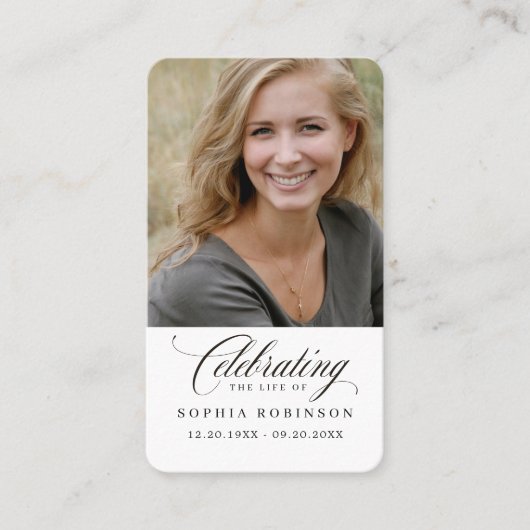 フォトスクエレガントリプト葬儀記念祈りの言葉カード 名刺 (正面)