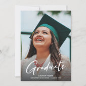 フォトスクモダンリプト緑キャップパーティーの卒業 招待状 (正面)